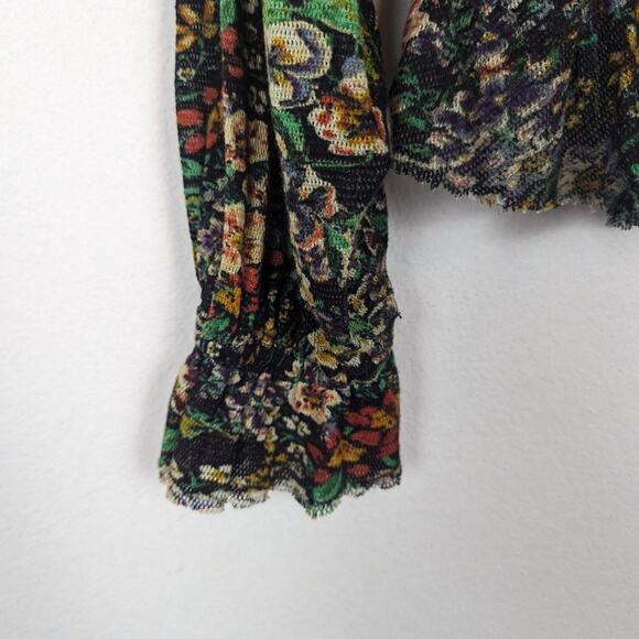 Free People Night Garden Combo Rudi Ruffle Long Sleeve Crop Top - Picture 7 of 9